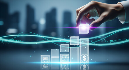 Building Blocks of Financial Success Concept of Growth and Wealth Accumulation in a Digital Era.