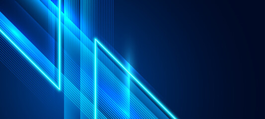 Futuristic blue glowing lines on dark abstract tech background