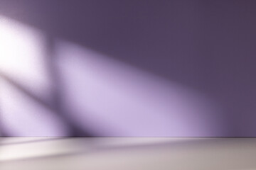 Purpe empty room with shadow from window rest on the wall and floor, best for design element...