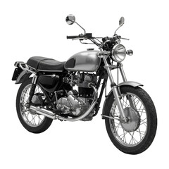 Fototapeta premium 3D Classic Silver Motorcycle Isolated on Transparent Background