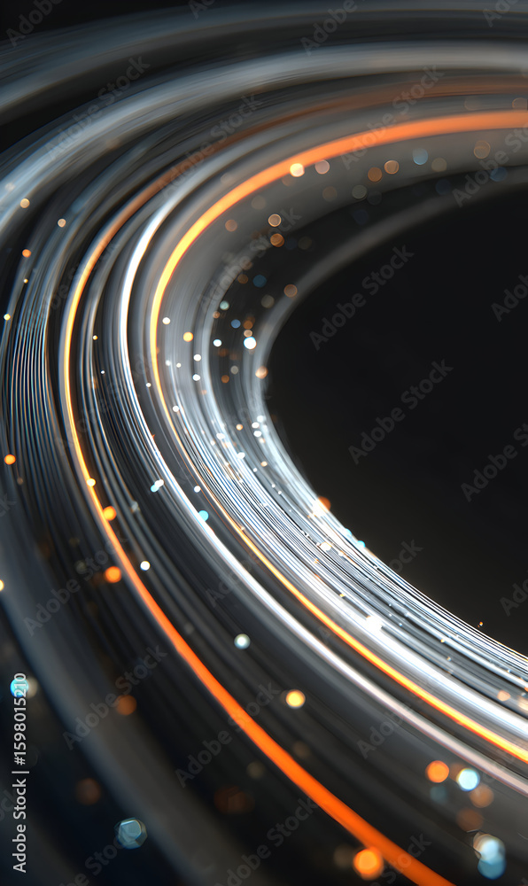 Poster dynamic flowing curves with ethereal light creating an abstract energy pattern perfect for technolog