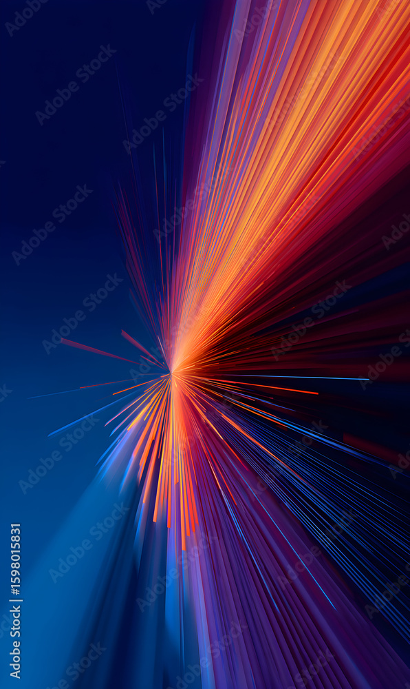 Poster radiant spectrum convergence abstract background with vibrant light trails creating a dynamic energy