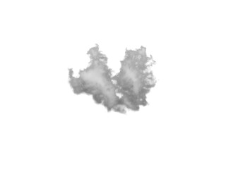 Gray irregular smoke cloud with soft contours is isolated.