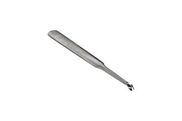 Steel leather groover tool with curved cutting tip is isolated.
