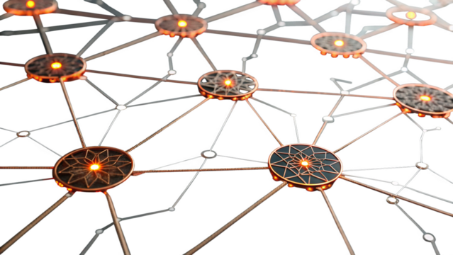 Abstract Network Diagram: Glowing Orange Nodes and Connections