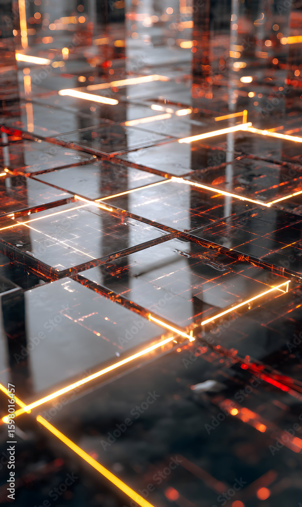 Poster futuristic circuit board glow pattern technology background digital grid arrangement geometrical lin