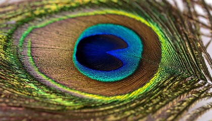 Obraz premium Close-up of a vibrant peacock feather