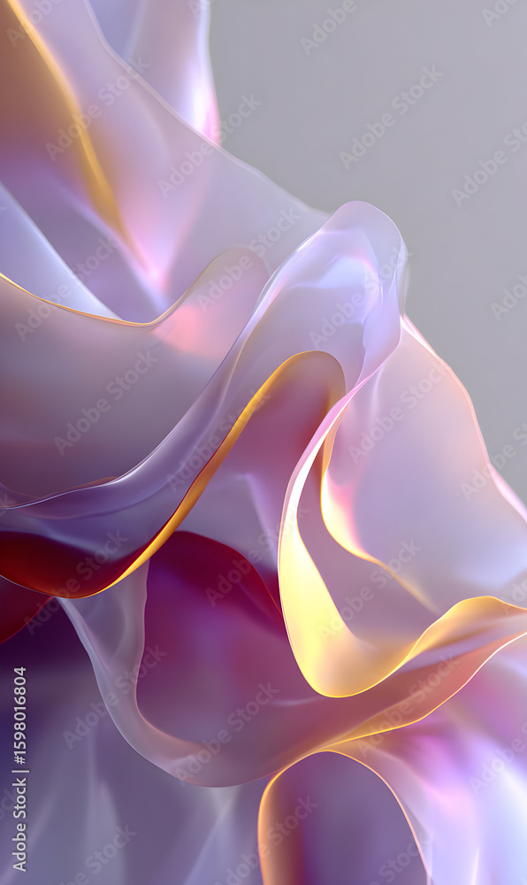 Poster elegant fabric flowing with soft light creating a pastel wave effect ideal for backgrounds and abstr