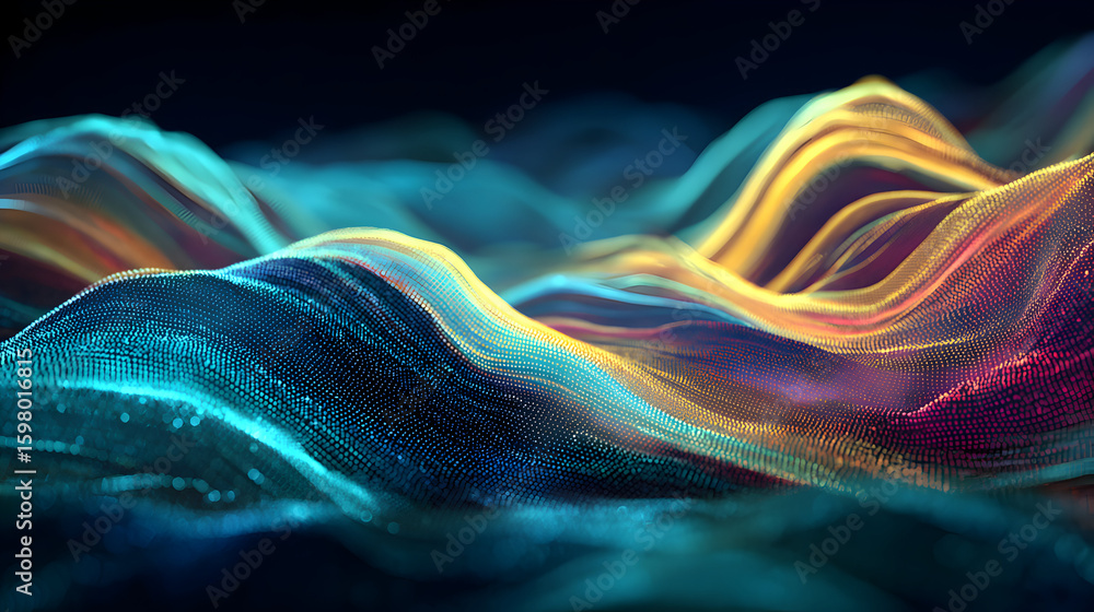 Aufkleber abstract digital landscape background with flowing lines and vibrant colors for modern technology pr