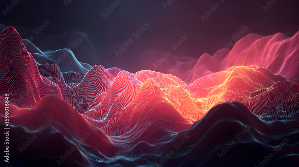 Poster dynamic wave landscape with a mesmerizing glowing effect a captivating abstract background featuring