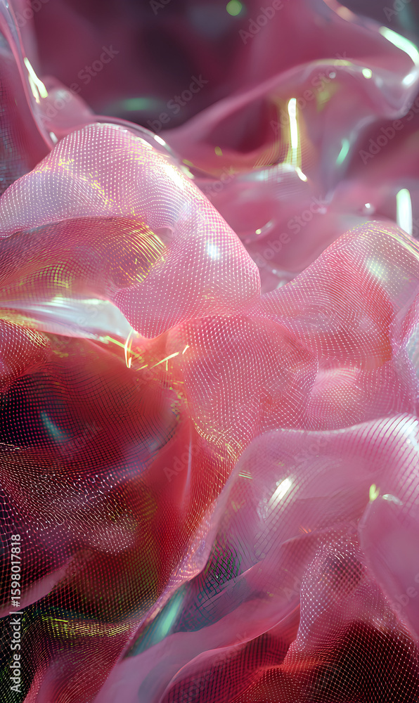 Aufkleber abstract iridescent pink fabric texture with light reflections creating a delicate and luminous back