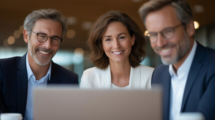 Fototapeta premium C-suite executives collaborating in a modern boardroom
