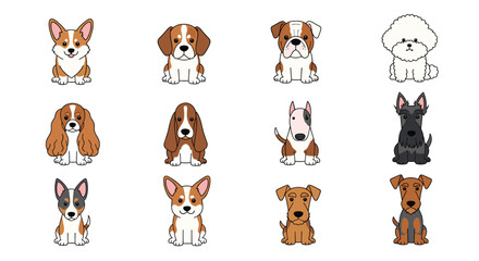 Fototapeta premium A charming collection of adorable canine companions featuring various breeds and styles