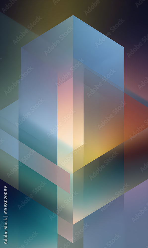 Poster abstract geometric composition with gradient hues for modern design projects and artistic expression