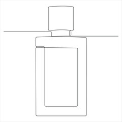 One line drawing of perfume bottle minimalist beauty product continuous line art vector illustration