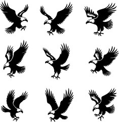 Obraz premium Wildlife Silhouettes: Cats & Eagles