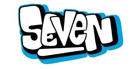 Graffiti Seven, illustration of the letter seven with a unique graffiti bubble pattern