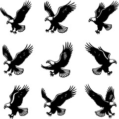 Obraz premium Wildlife Silhouettes: Cats & Eagles