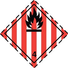 GHS Division 4.1 Flammable solids, self-reactive substances and solid desensitized explosives. Transport pictograms Class 4. Hazardous Material Diamond Label Marking.