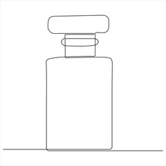 One line drawing of perfume bottle minimalist beauty product continuous line art vector illustration