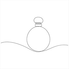 One line drawing of perfume bottle minimalist beauty product continuous line art vector illustration
