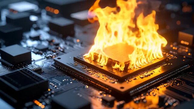 Burning computer chip
