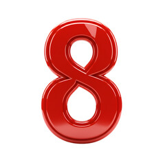 3D Illustration of Glossy Red Number Eight