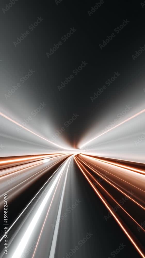 Poster light trail curved road tunnel dynamic motion glowing lines futuristic energy smooth curve glowing d