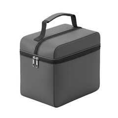 3D Illustration of Gray Storage Bag With Black Zipper