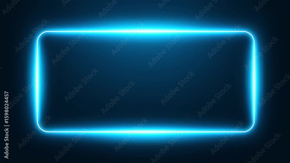 Aufkleber glowing neon blue digital frame with rounded edges and futuristic light border, vibrant glowing blue