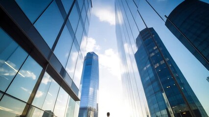 Businessman walking towards city