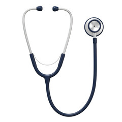 3D Illustration of Navy Blue Stethoscope on Transparent Background