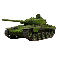 3D Illustration of Mossy Camouflaged Tank Isolated