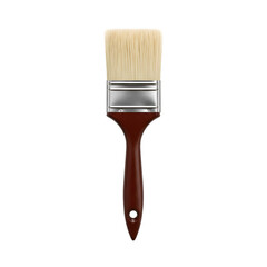 3D Illustration of Paintbrush With Wooden Handle