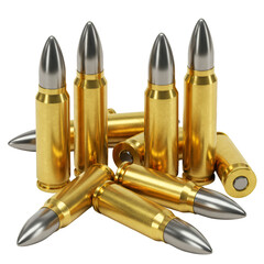 3D Illustration of Rifle Bullets on Transparent Background