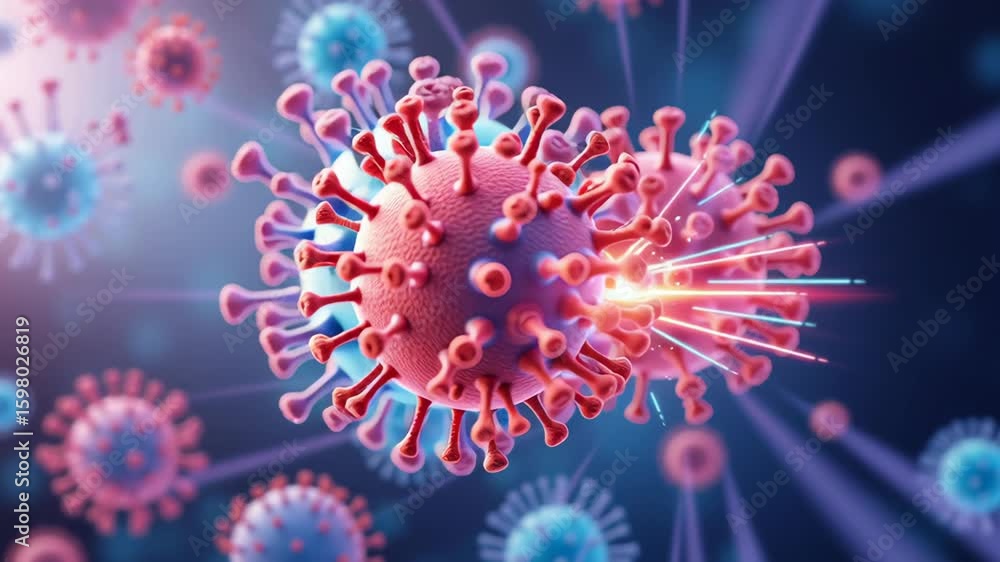 Poster rsv virus concept , vibrant representation of viruses exploring microorganism complexity health and 