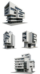 3D Illustration Modern White Building Isolated