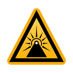 Yellow and Black Warning Sign with Sunburst and Triangle Shape Vector Illustration