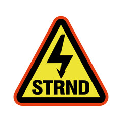 Electrical Hazard Warning Sign Vector Illustration with Lightning Bolt and S T R N D Text