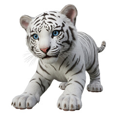 3D Illustration of White Tiger Cub Isolated