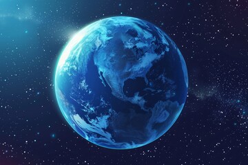 Obraz premium Ozone layer illustration with atmosphere layers labeled, UV protection concept, glowing Earth from space, educational vector design