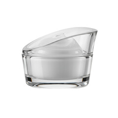 3D Illustration of Clear Jar With White Cream Isolated