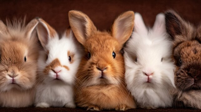 group of diverse rabbit breeds side by side, educational guide to bunny variety