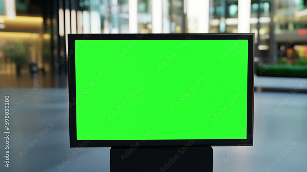 Poster green screen display: a digital signage stand with a green screen, perfect for inserting custom cont