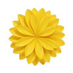 3D Illustration of a Yellow Flower on Black