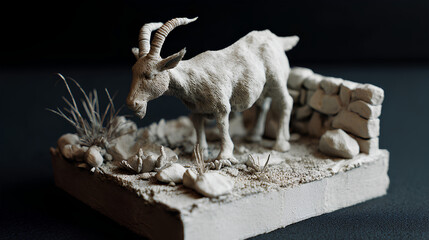 miniature goat in clay style