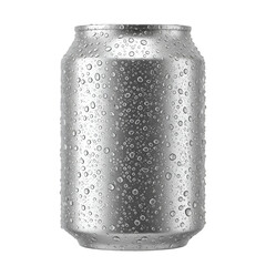 3D Illustration of Realistic Aluminum Can with Water Drops on Transparent Background
