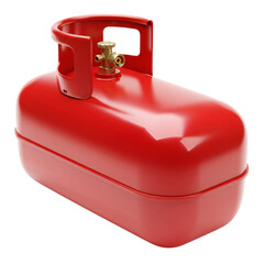 3D Illustration of Red Gas Cylinder on Transparent Background