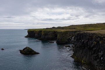 Scenic view of Icelandic coast in summer.