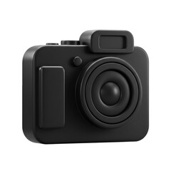 3D Illustration of Black Camera Icon on Transparent Background